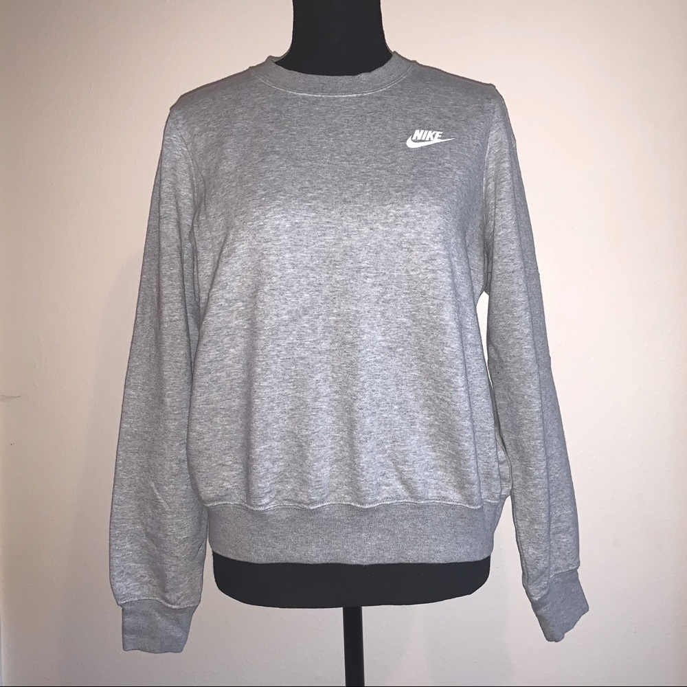 Grey Nike Fleece Crew Neck Sweatshirt